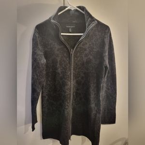 Cynthia Rowley Womans Large Long Black Print Cardigan Sweater